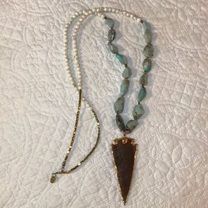BPD arrowhead Necklace with Seafoam Chunk beading